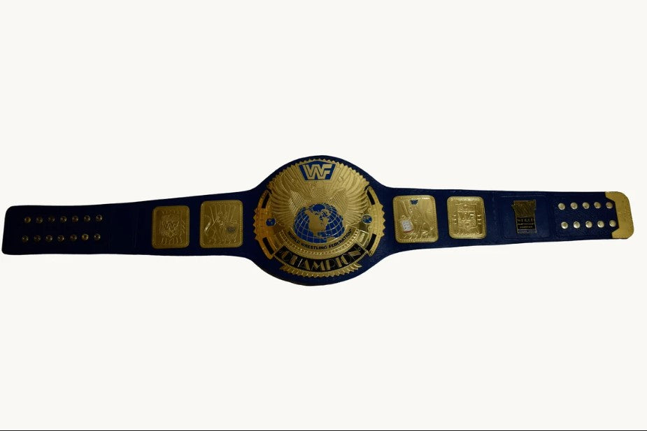 WWF Intercontinental Heavyweight Championship wrestling belt black brass