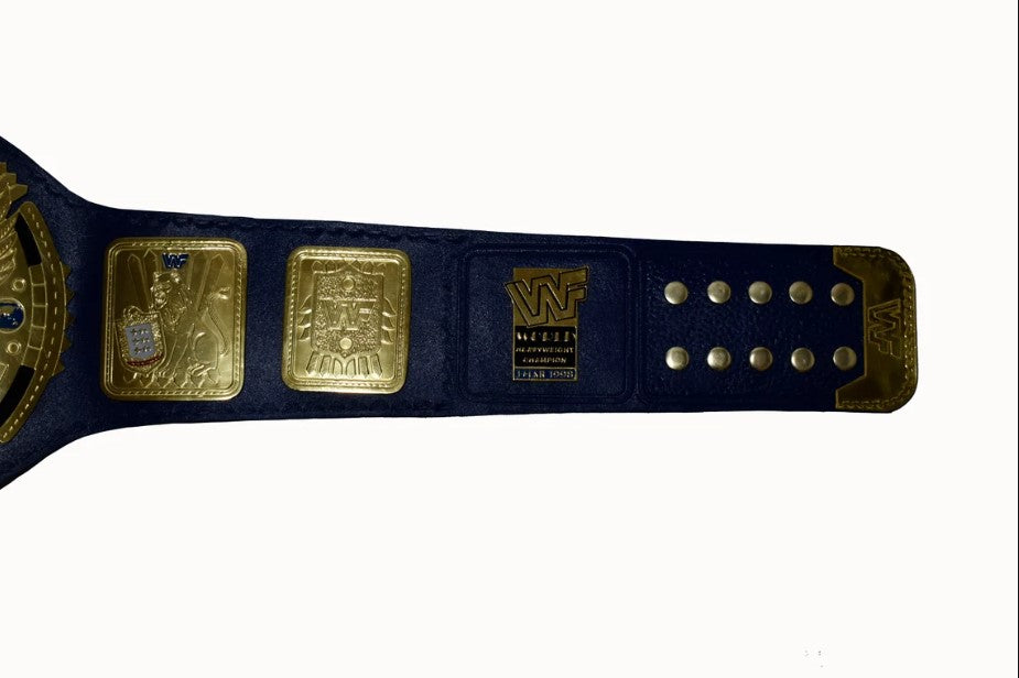 WWF Intercontinental Heavyweight Championship wrestling belt black brass