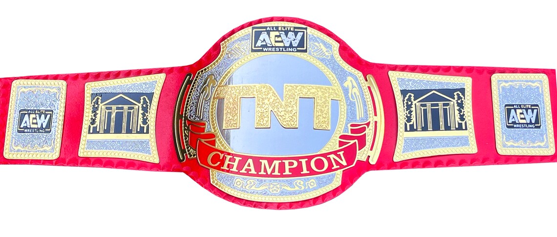 AEW TNT championship title black leather replica belt adult size